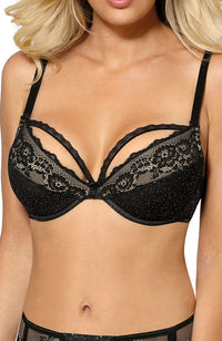 Roza Kena Black Floral Lace Push Up Bra