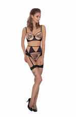 Roza Mehendi Push Up Bra Black & Skin