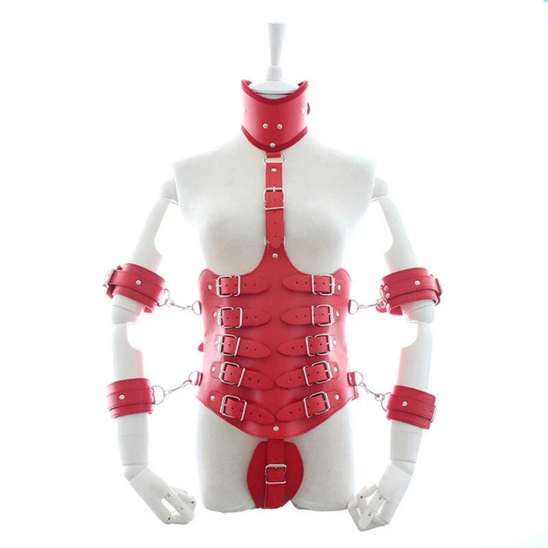 Ladies Leather Chest Corset Harness | Adjustable Waist Belt & Side Buckles