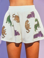 Sequin Print Casual Short-sleeve and Shorts & Top Loungewear Set