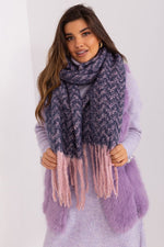 AT Geometric Shawl Scarf navy blue one-size-fits-all