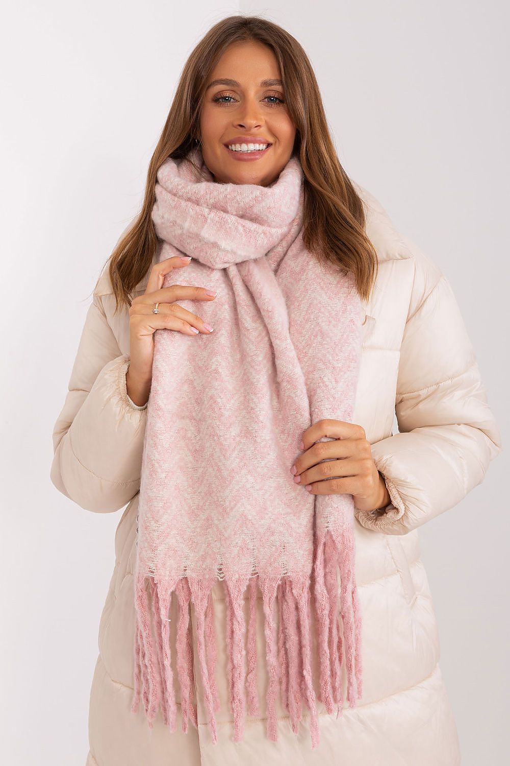 AT Geometric Shawl Scarf pink 3 one-size-fits-all