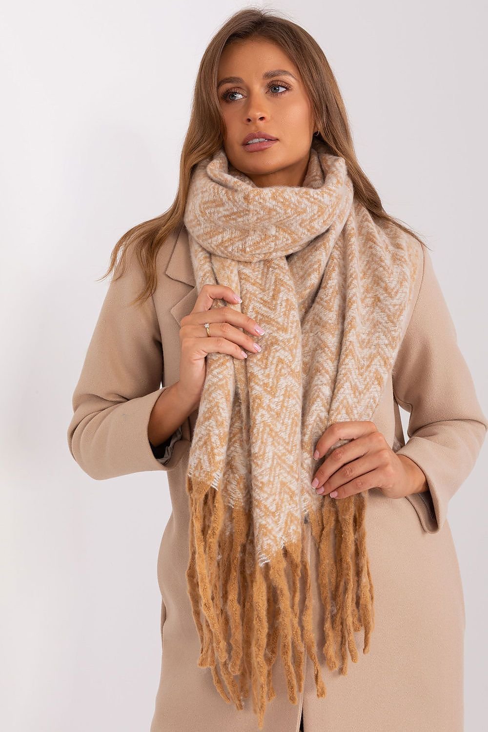 AT Geometric Shawl Scarf brown 2 one-size-fits-all