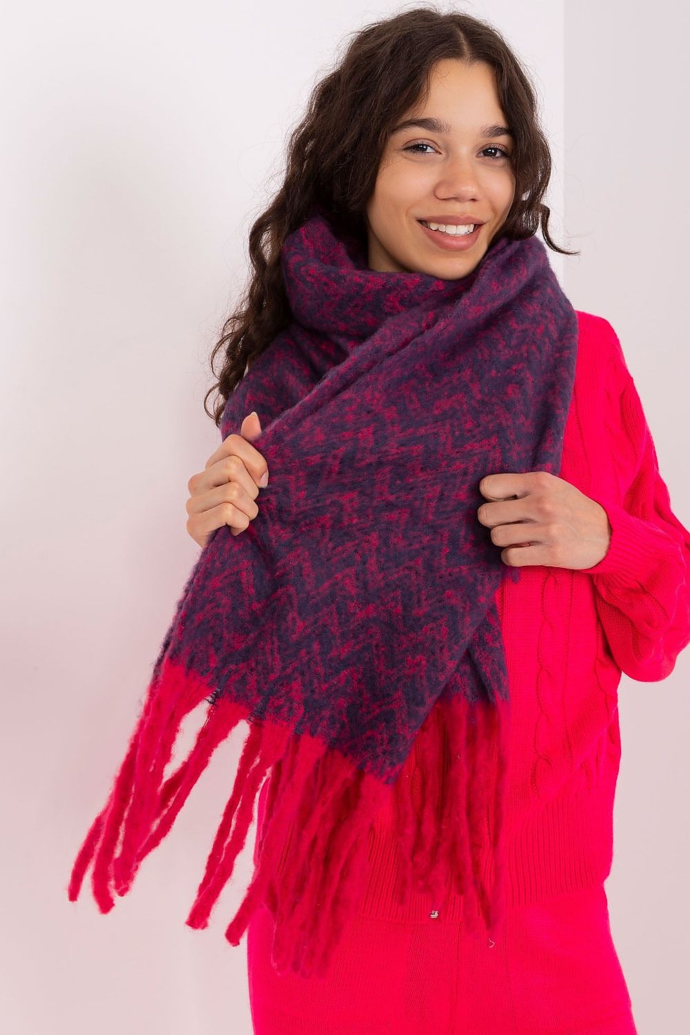 AT Geometric Shawl Scarf navy blue 2 one-size-fits-all