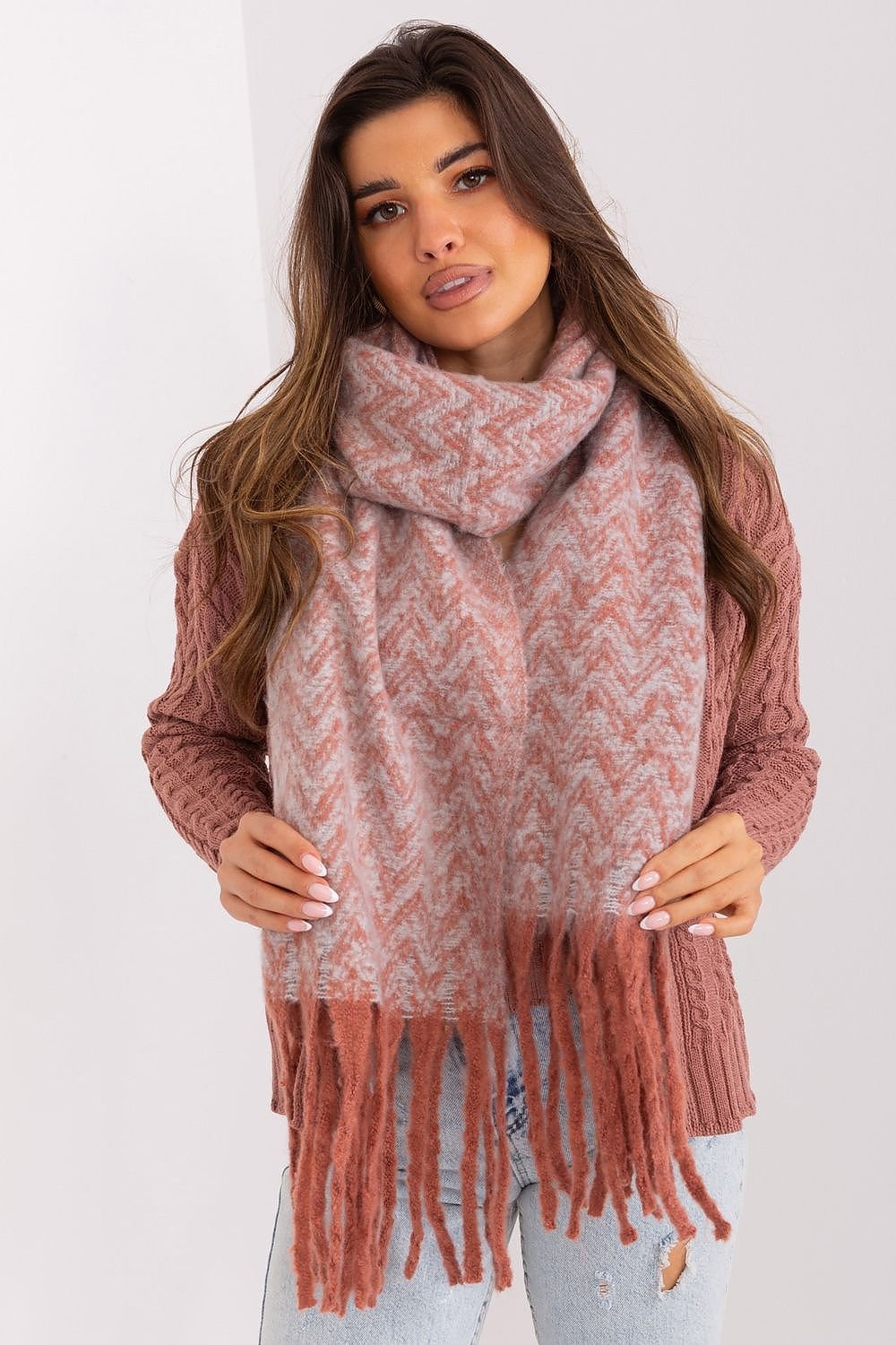AT Geometric Shawl Scarf orange 2 one-size-fits-all