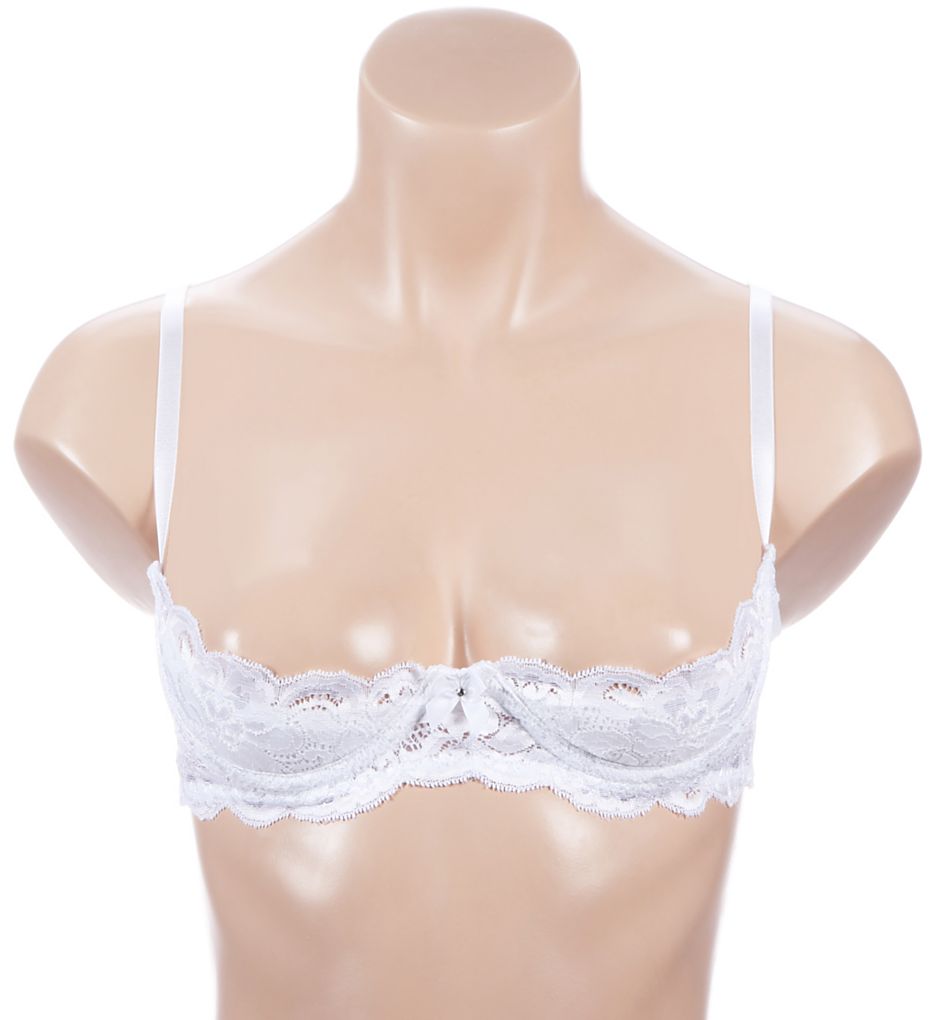 Shirley of Hollywood 20144 white stretch lace shelf bra front view
