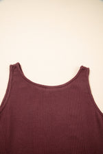 Solid Color Ribbed Ruffle Tank Top & Trousers Co-ord Set