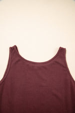 Solid Color Ribbed Ruffle Tank Top & Trousers Co-ord Set