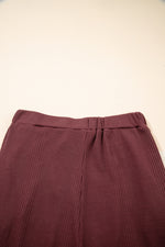 Solid Color Ribbed Ruffle Tank Top & Trousers Co-ord Set