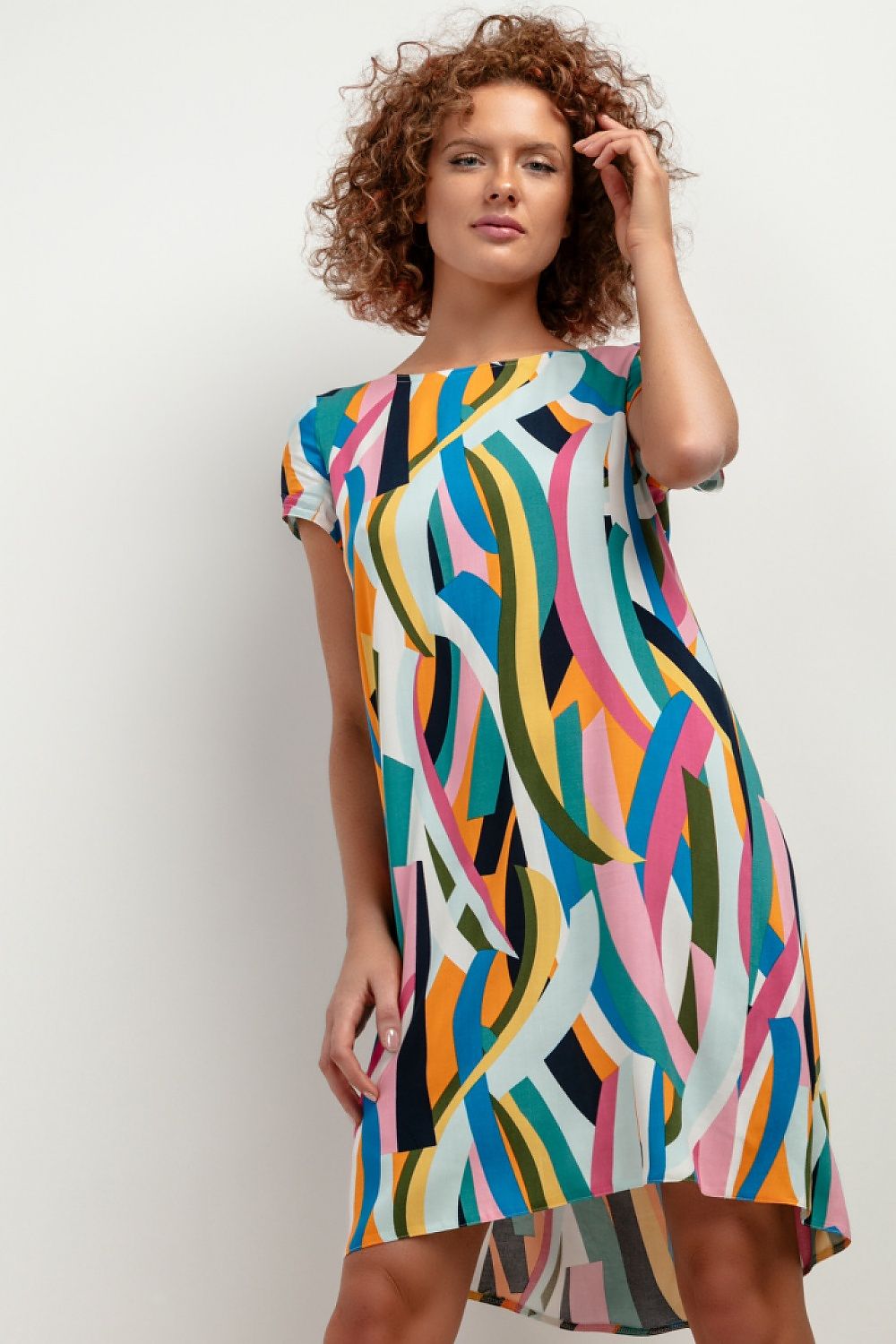 Tessita Patterned Viscose Knee-Length Day Dress multicolor 3