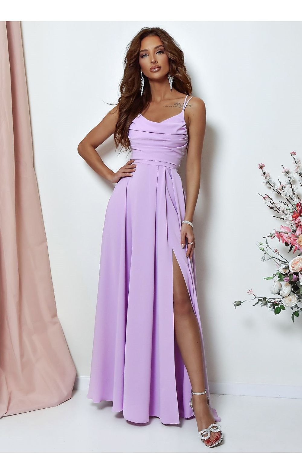 Thin Strap Long Occasion Maxi Dress | With You violet