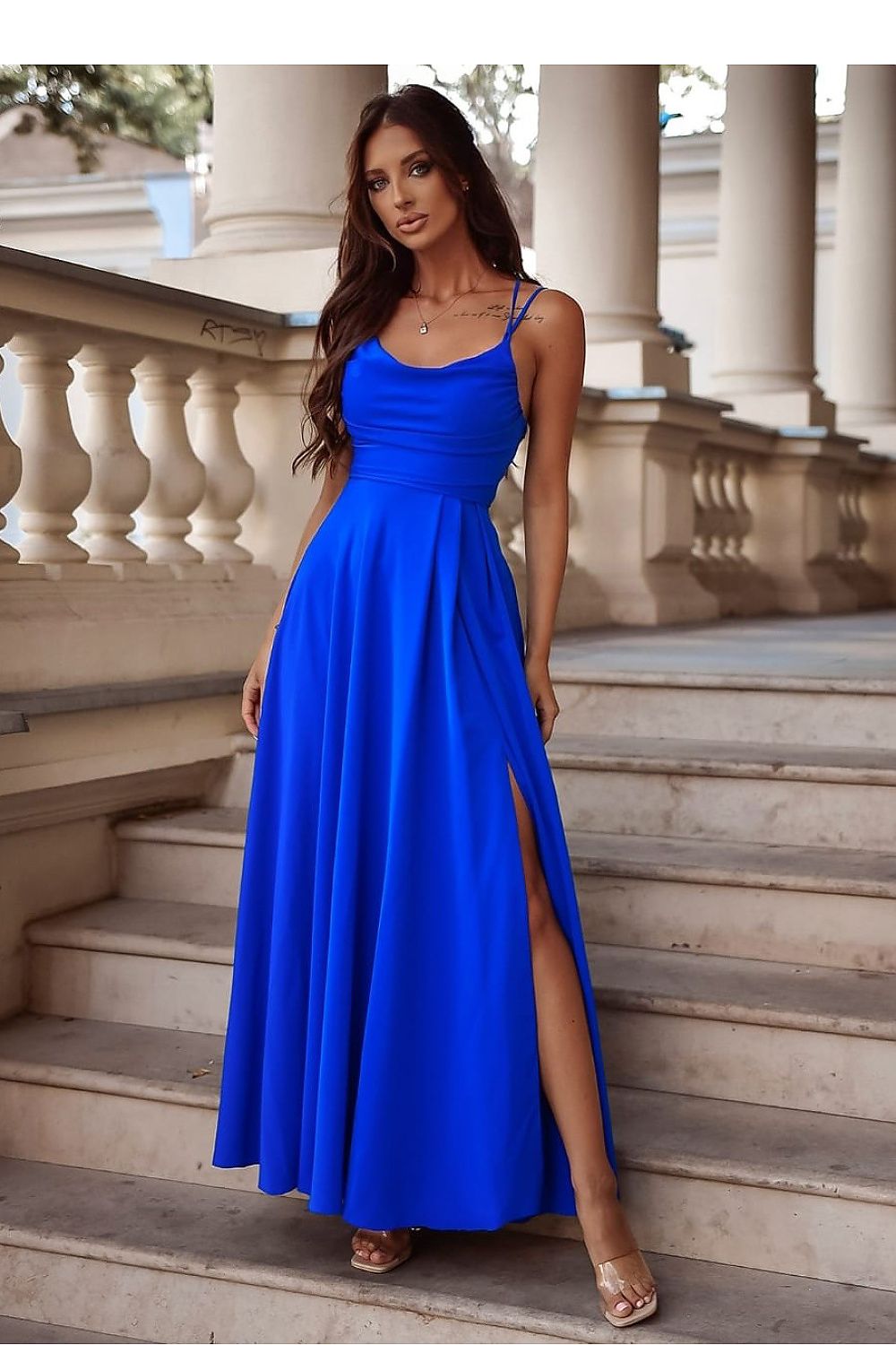 Thin Strap Long Occasion Maxi Dress | With You blue 2