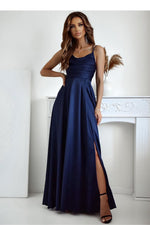 Thin Strap Long Occasion Maxi Dress | With You navy blue