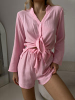 UNDRESS Women’s Pink 2 Piece Shorts and Long Sleeve Top Loungewear Set