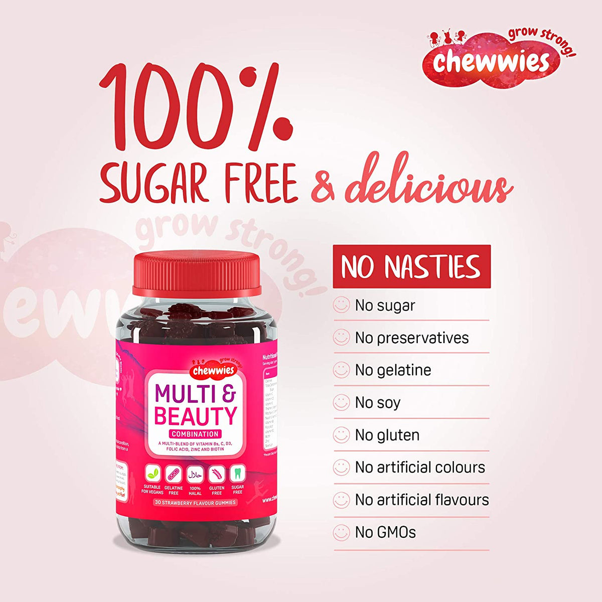Chewwies Vegan Hair, Skin & Nail Multivitamins 30 Gummies