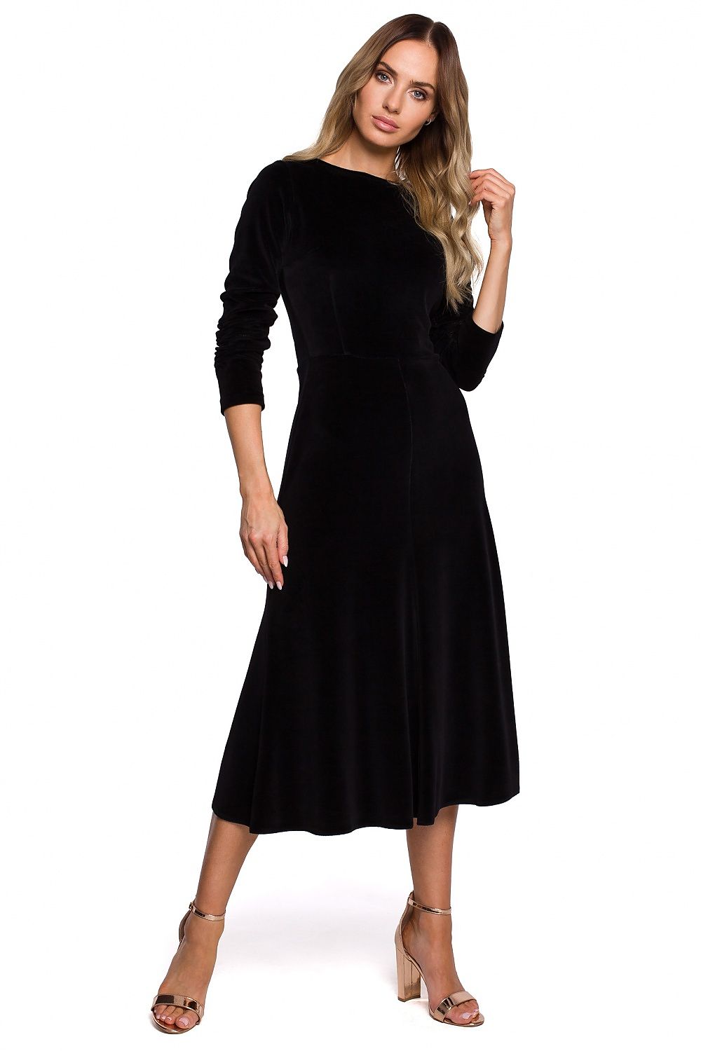 Moe Velour Classic Midi Dress black