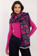 Viscose Wool Mix Shawl 190cm | 9 Colours | AT navy blue one-size-fits-all
