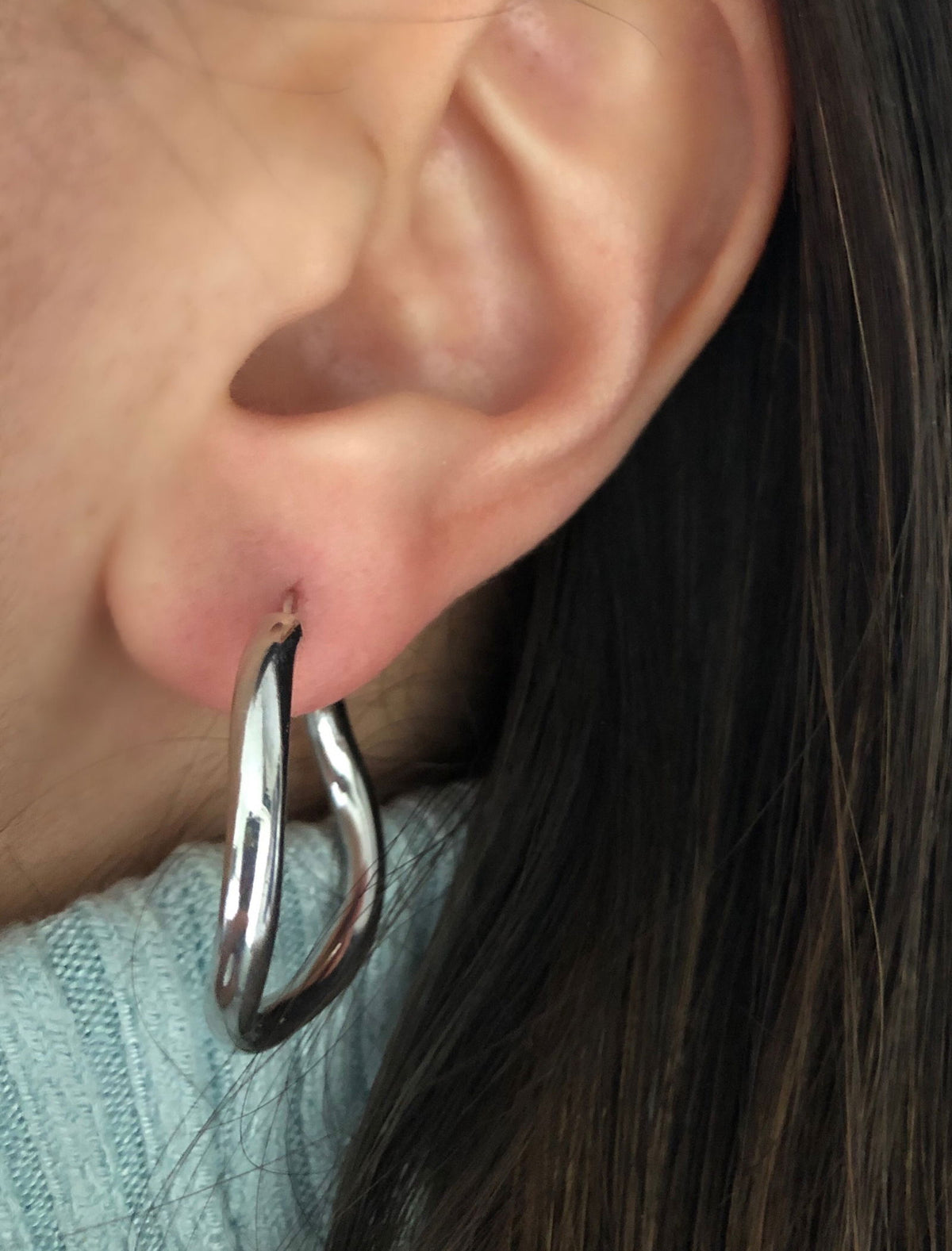 Wavy Hoop Silver Earrings 2.5cm diameter