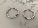Wavy Hoop Silver Earrings