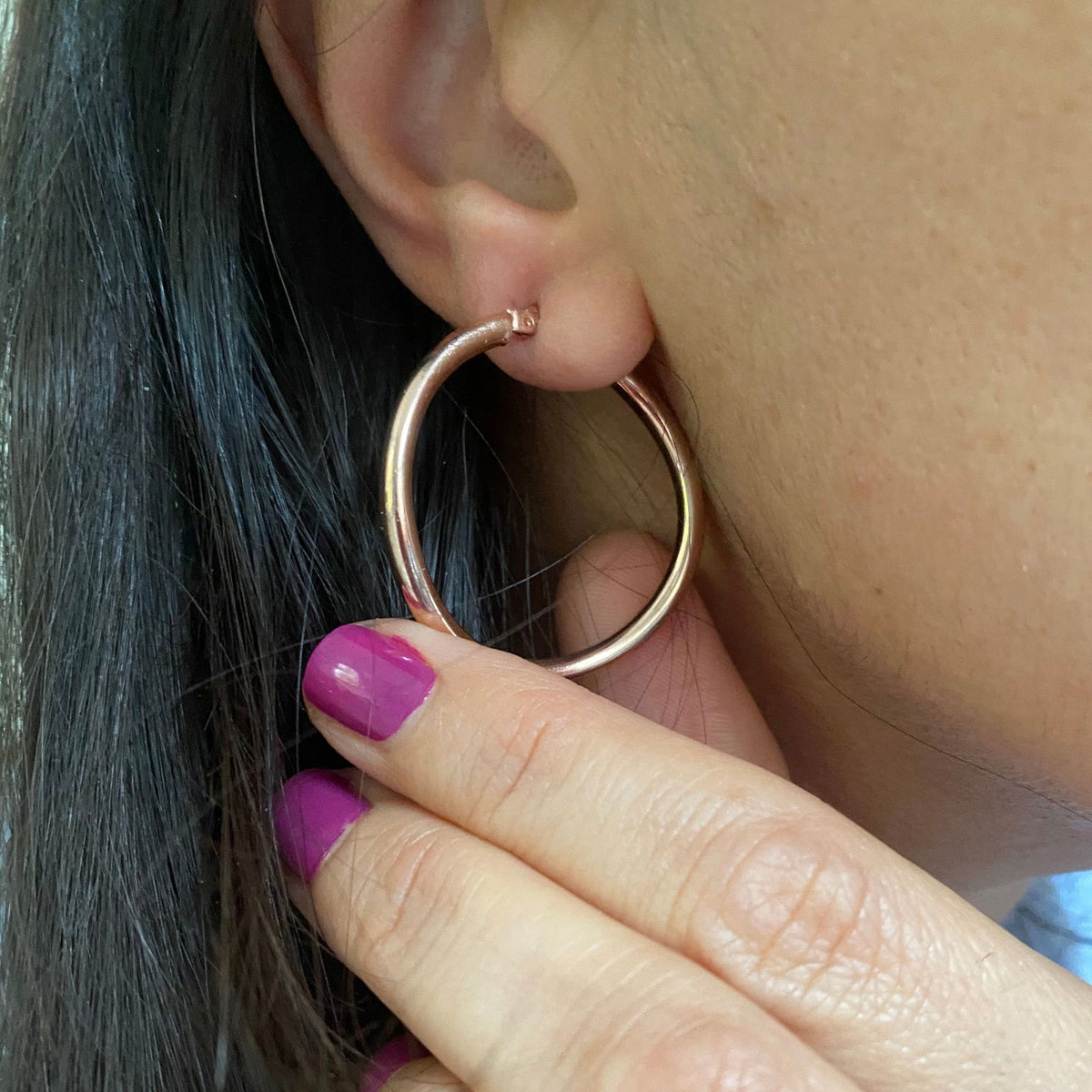 Wavy Hoops Rose Gold Plated Silver 3.5cm thick