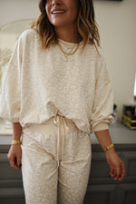 White Cheetah Print Two Piece Loose Fit Cosy Loungewear Set
