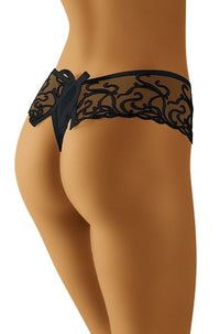 Wolbar Malaguena Lace Bow Thong in Black