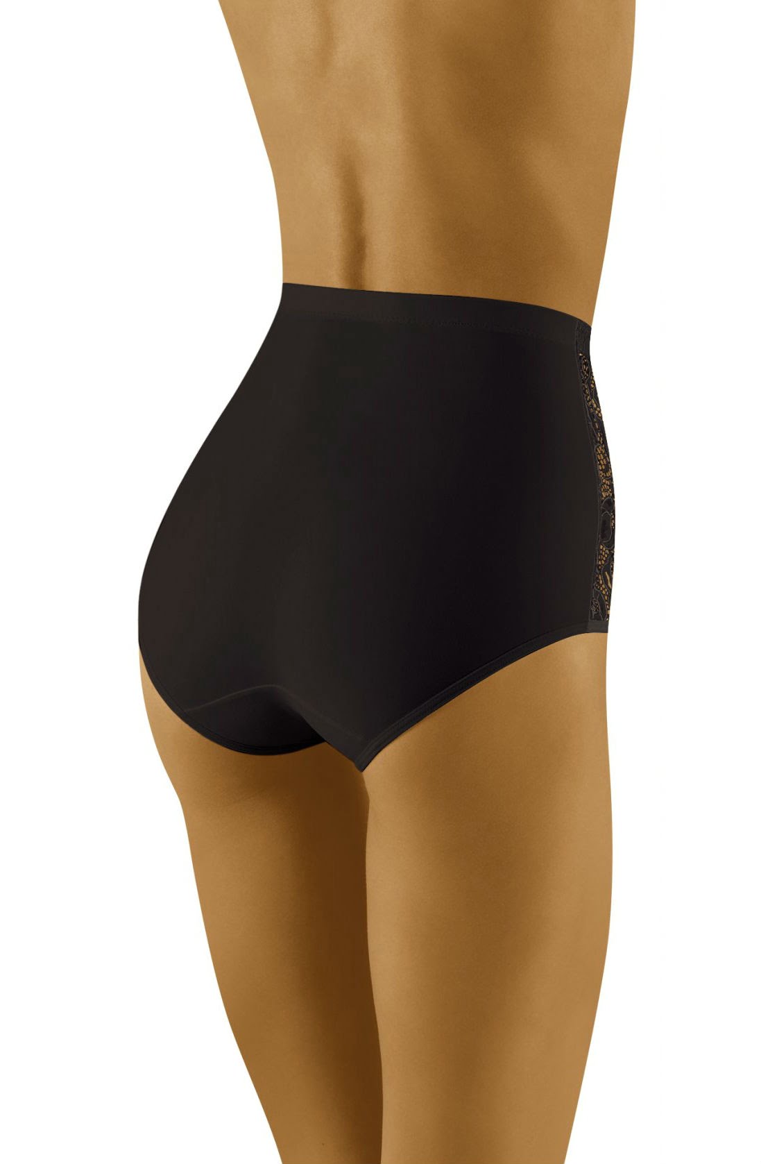 Wolbar Eleganta Soft Floral Side Panel High Waist Briefs Black
