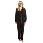 Daisy Dreamer Black Pyjama Set - Soft Touch Button-Up Top & Bottoms BLACK