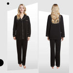 Daisy Dreamer Black Pyjama Set - Soft Touch Button-Up Top & Bottoms