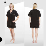Daisy Dreamer Black Short Pyjama Set - Soft Button-Up Top & Shorts with Pockets