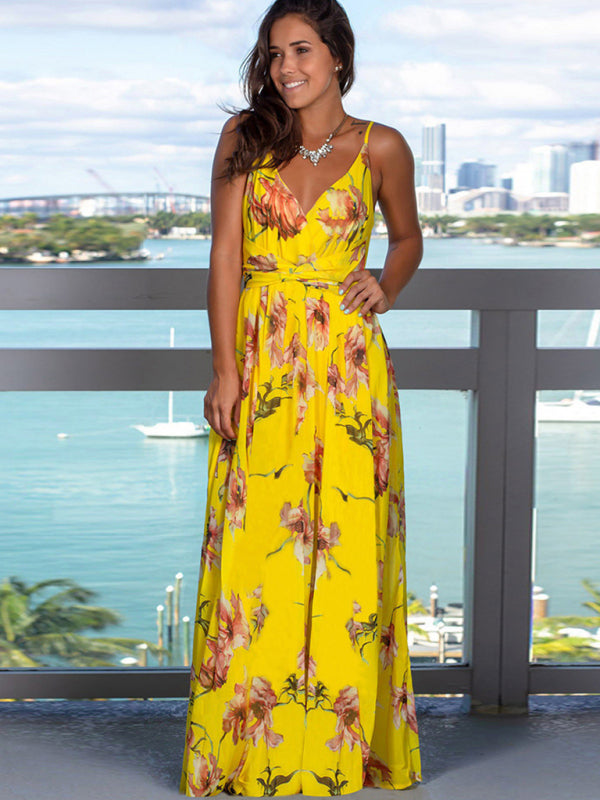 Women's Fashion Colourful Sling Print Beach Vacation Dress | 15 Colours