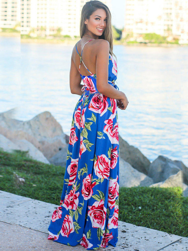 Women's Fashion Colourful Sling Print Beach Vacation Dress | 15 Colours