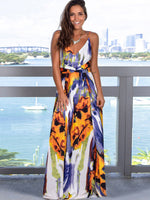 Women's Fashion Colourful Sling Print Beach Vacation Dress | 15 Colours Purple