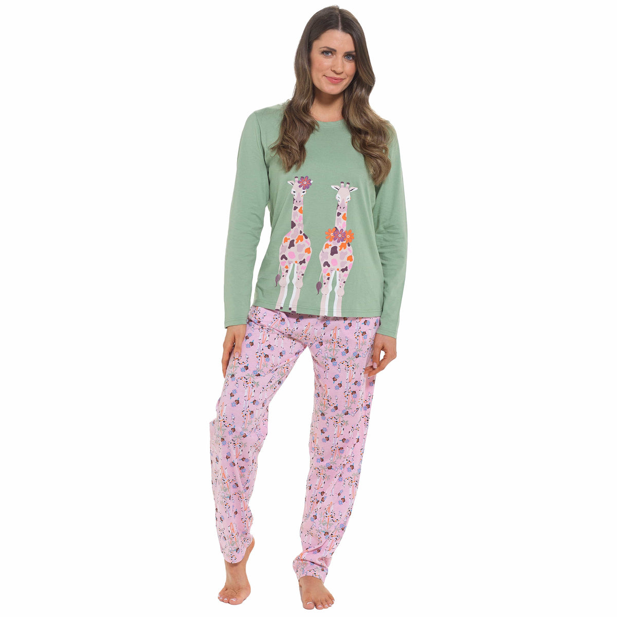 Daisy Dreamer Women's Giraffe Cotton Jersey Long Sleeve Pyjama Set GIRAFFE