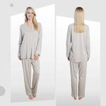 Daisy Dreamer Grey Pyjama Set - Soft Touch Button-Up Top & Bottoms