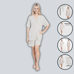 Daisy Dreamer Grey Short Pyjama Set - Soft Button-Up Top & Shorts with Pockets