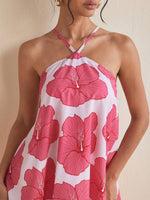 Women's Halterneck Swing Floral Print Short Summer Dress