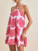 Women's Halterneck Swing Floral Print Short Summer Dress