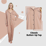 Daisy Dreamer Natural Pyjama Set Soft Touch Button-Up Top & Bottoms