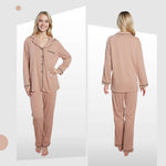 Daisy Dreamer Natural Pyjama Set Soft Touch Button-Up Top & Bottoms