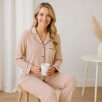 Daisy Dreamer Natural Pyjama Set Soft Touch Button-Up Top & Bottoms