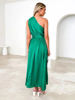 Women's One Shoulder Slim Waist Strapless Backless Belted Dress | 10 Designs