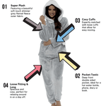 Daisy Dreamer Plush Fleece Hooded Pyjama Set - Shimmer Grey Sherpa Trim
