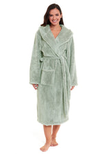 Daisy Dreamer Snuggle Fleece Hooded Robe - Soft Luxurious Dressing Gown SAGE GREEN