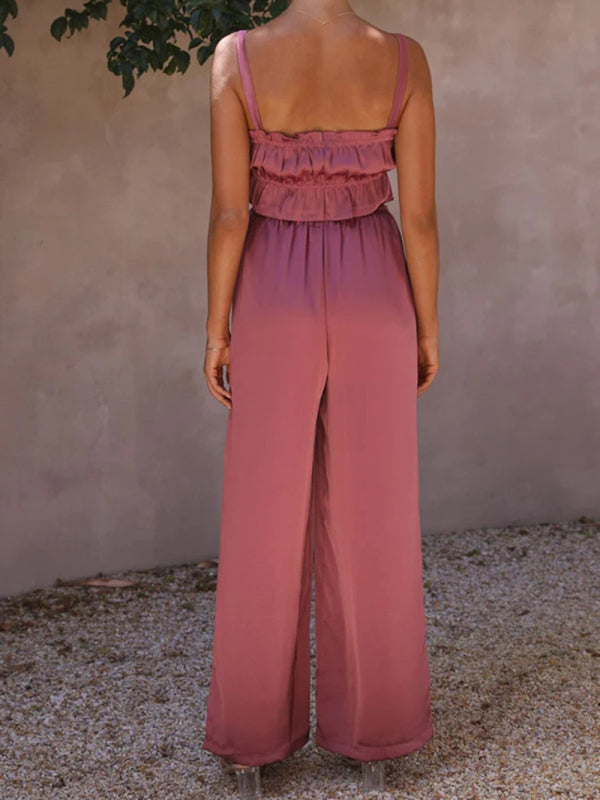 Women's Strap Top Wide-leg Pants Trouser & Top Co-ord Set