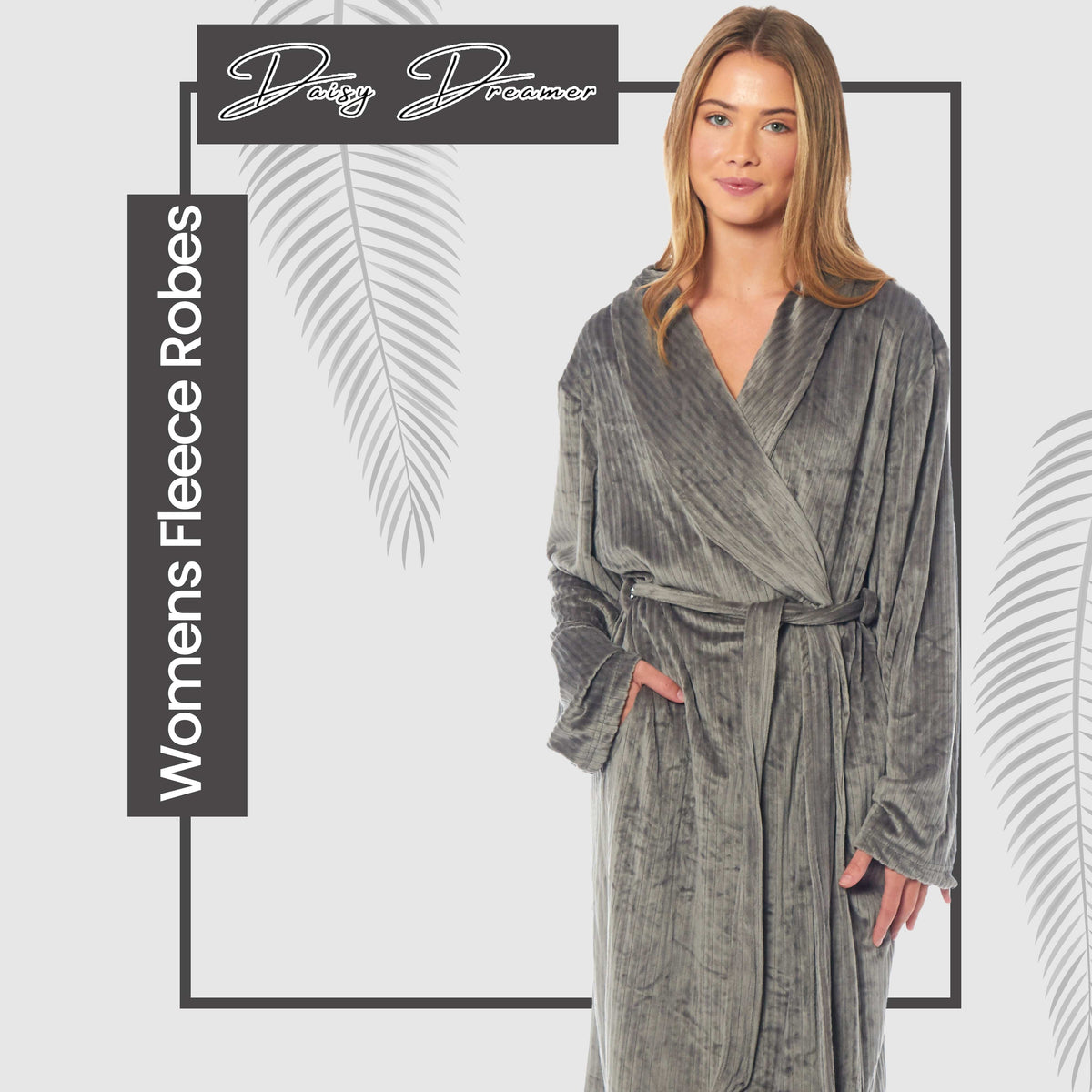Daisy Dreamer Stripe Jacquard Dressing Gown - Soft Shawl Collar Robe with Belt & Pockets