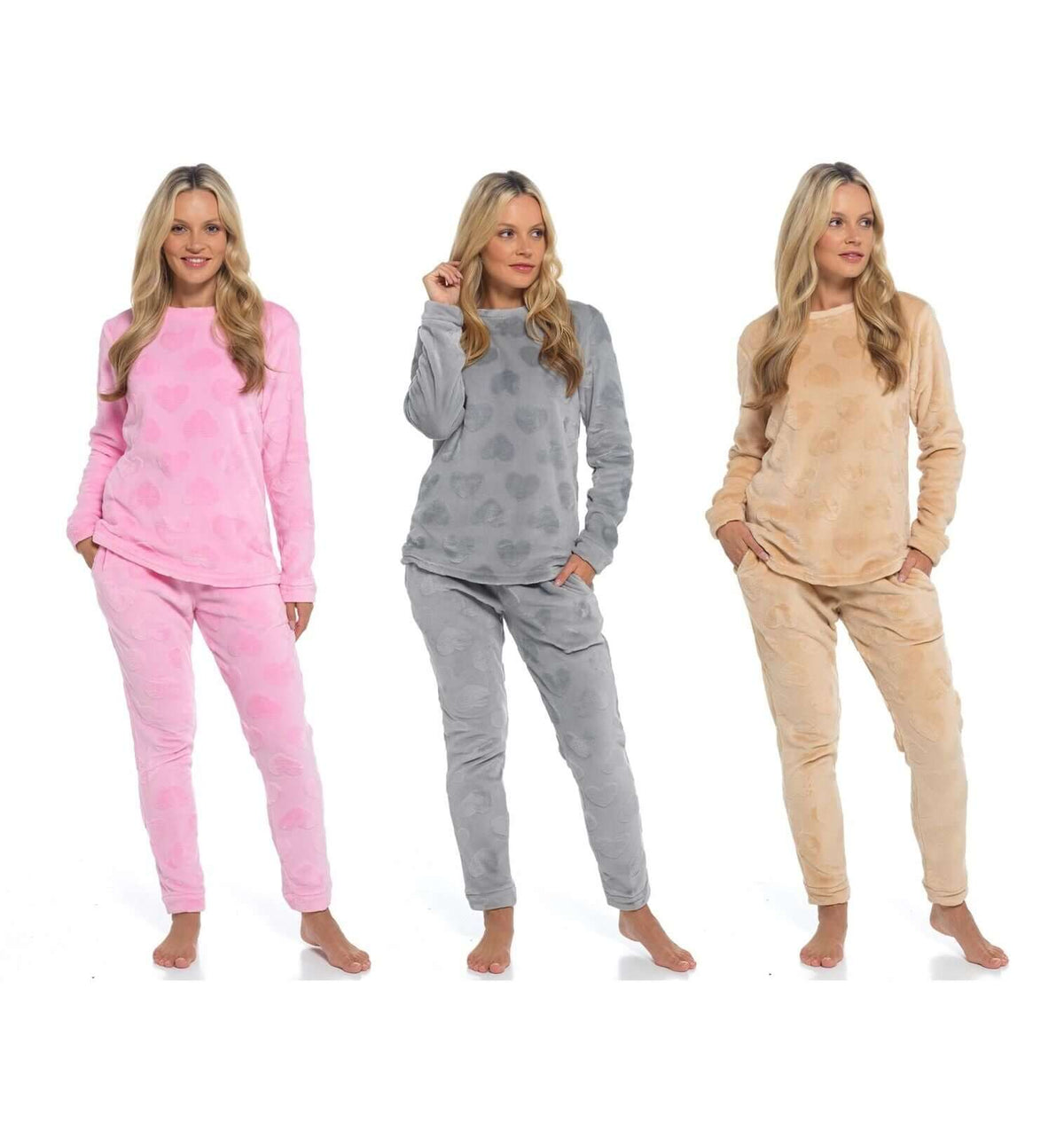 Daisy Dreamer Women's Super Soft Heart Teddy Fleece Warm Cosy Pyjamas