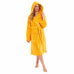 Daisy Dreamer Plush Fleece Hooded Robe - Soft Velvet Winter Dressing Gown OCHRE