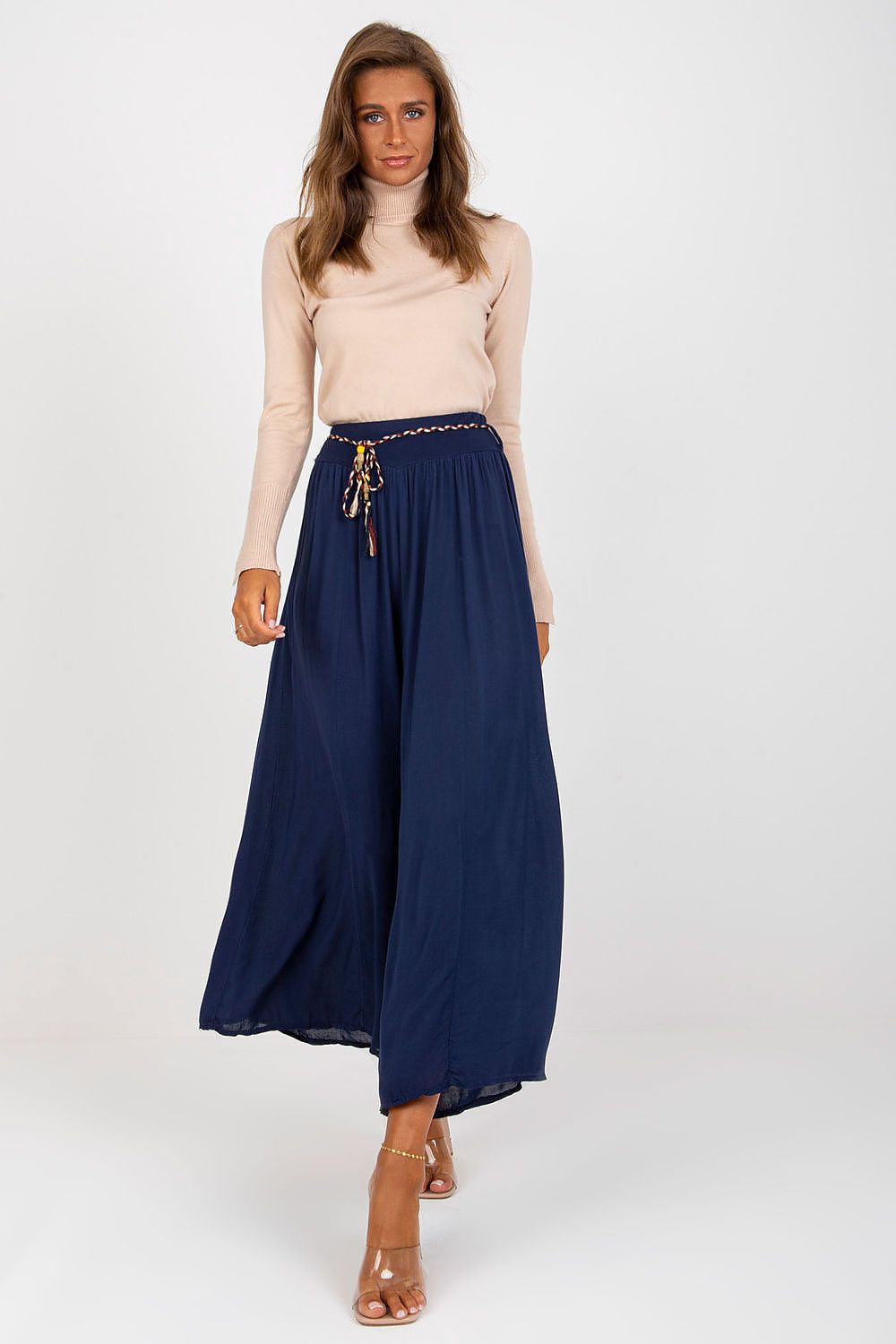 Och Bella Women’s High Waisted Wide Leg Trousers navy blue