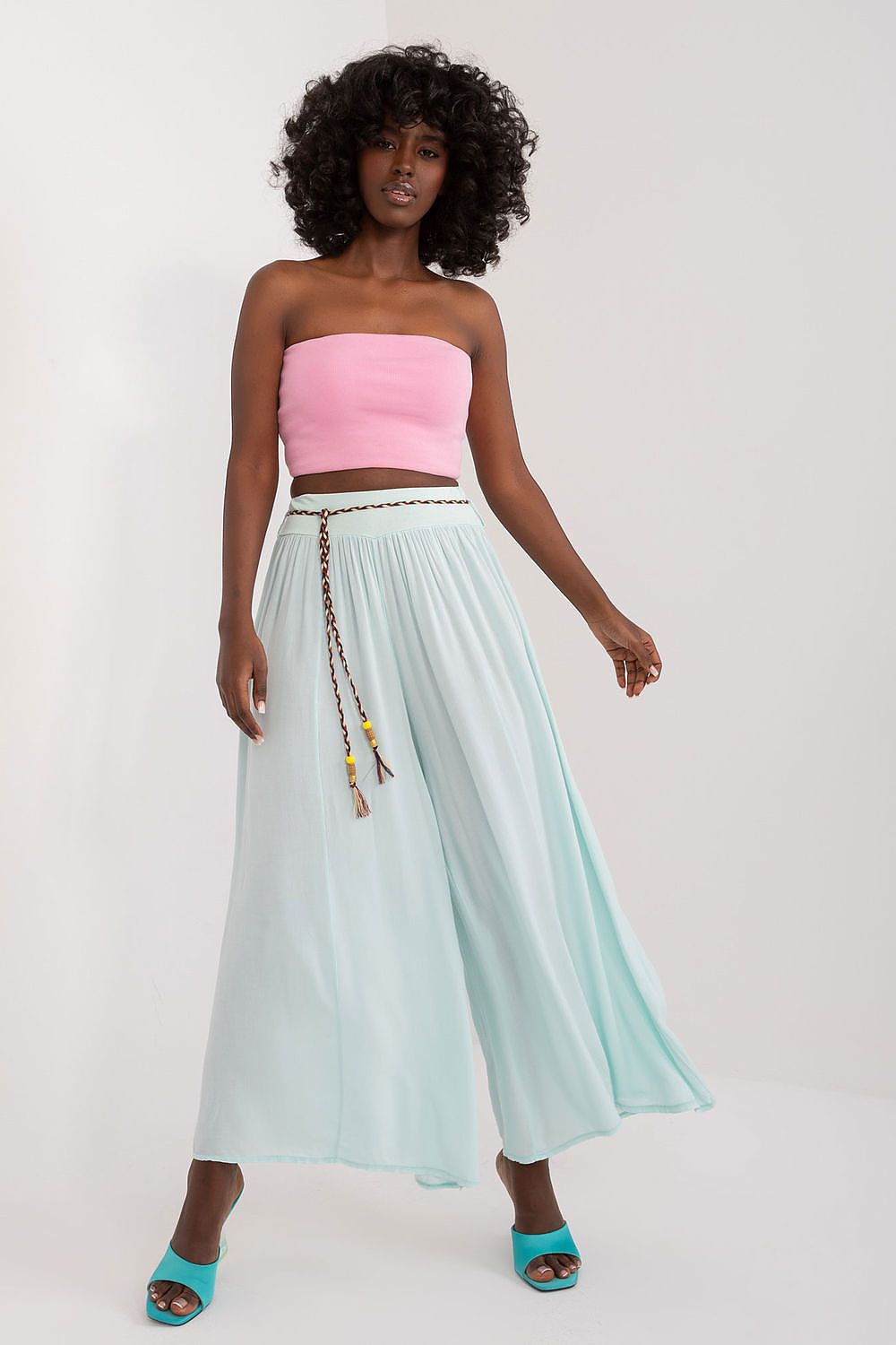 Och Bella Women’s High Waisted Wide Leg Trousers green 4